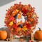 Fall Wreath with Pumpkin Maple Leaves Pine Cone Berries